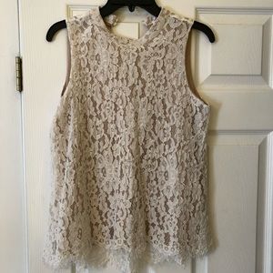 rose + olive lace blouse